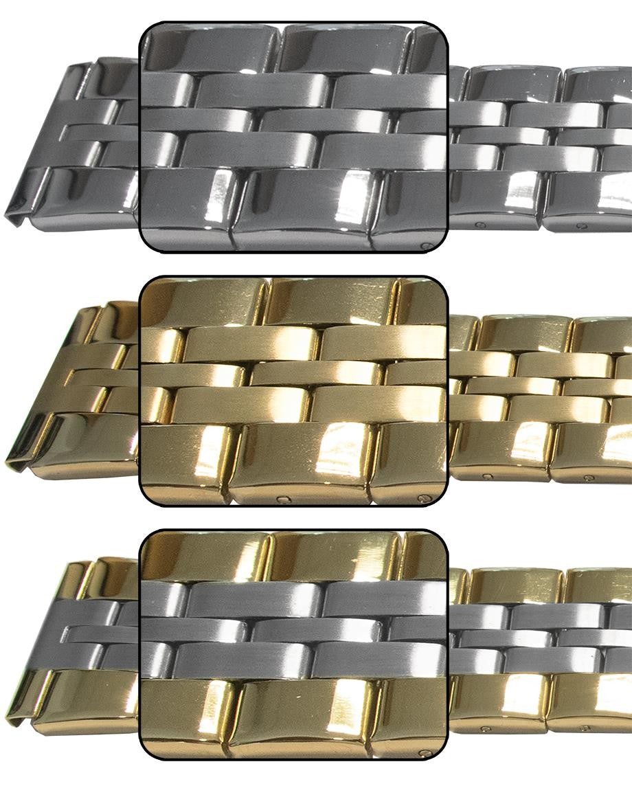 Mirror Inner Satin Bracelet Watch Strap Spring Loaded Centre Clasp 5 Link Row