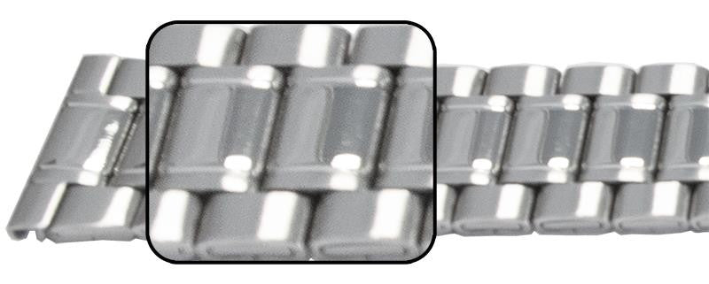 Mirror With Satin Edges Watch Bracelet Strap Centre Fold 3 Link Row Type Quality