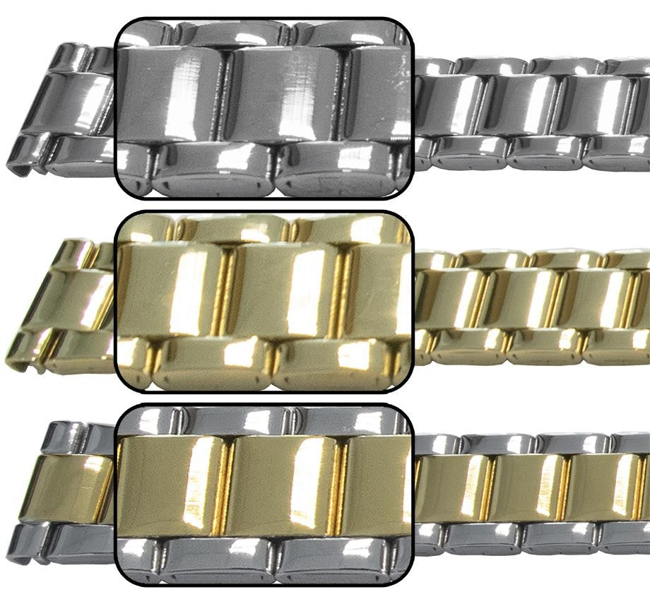 Open Clasp Bracelet Full Mirror Finish Watch Strap 10mm-14mm Silver Gold Quality