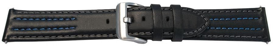 Quality Calf Leather Bracelet Olympic Style Smooth Black Watch Strap Replacement