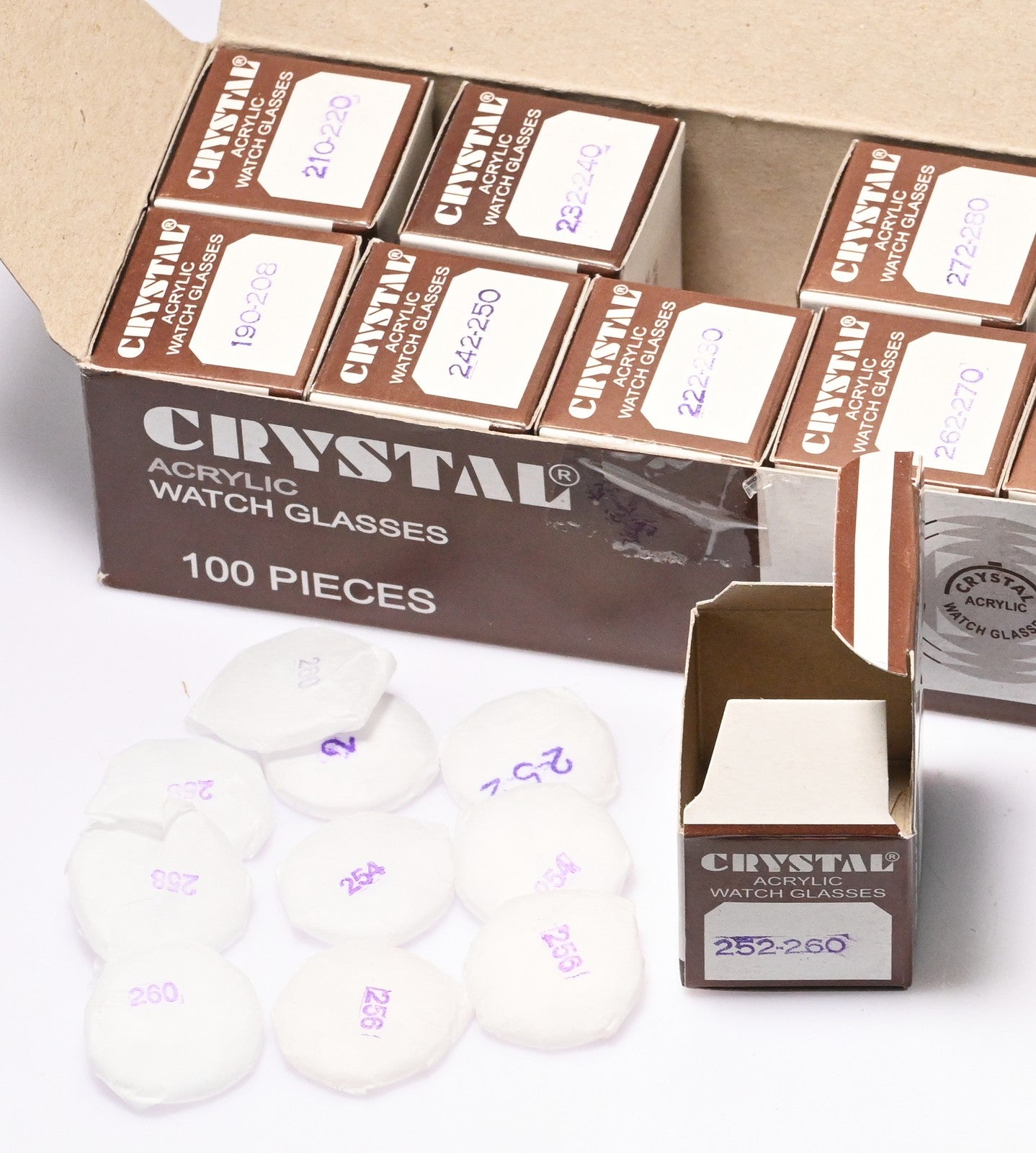 100 Pcs Acrylic Watch Crystals Standard Dome Assortment 19.0-30.0mm Repair Lot