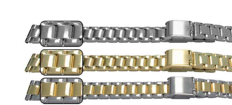 Open Clasp Bracelet Full Mirror Finish Watch Strap 10mm-14mm Silver Gold Quality