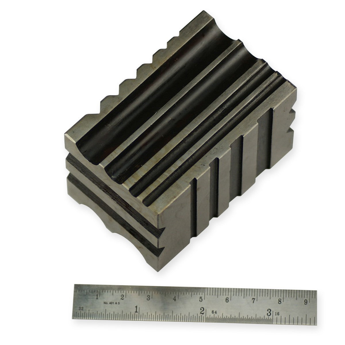 Solid Steel Doming Dapping Block with LINES CHANNELS V GROOVED CURVED JEWEELLERY