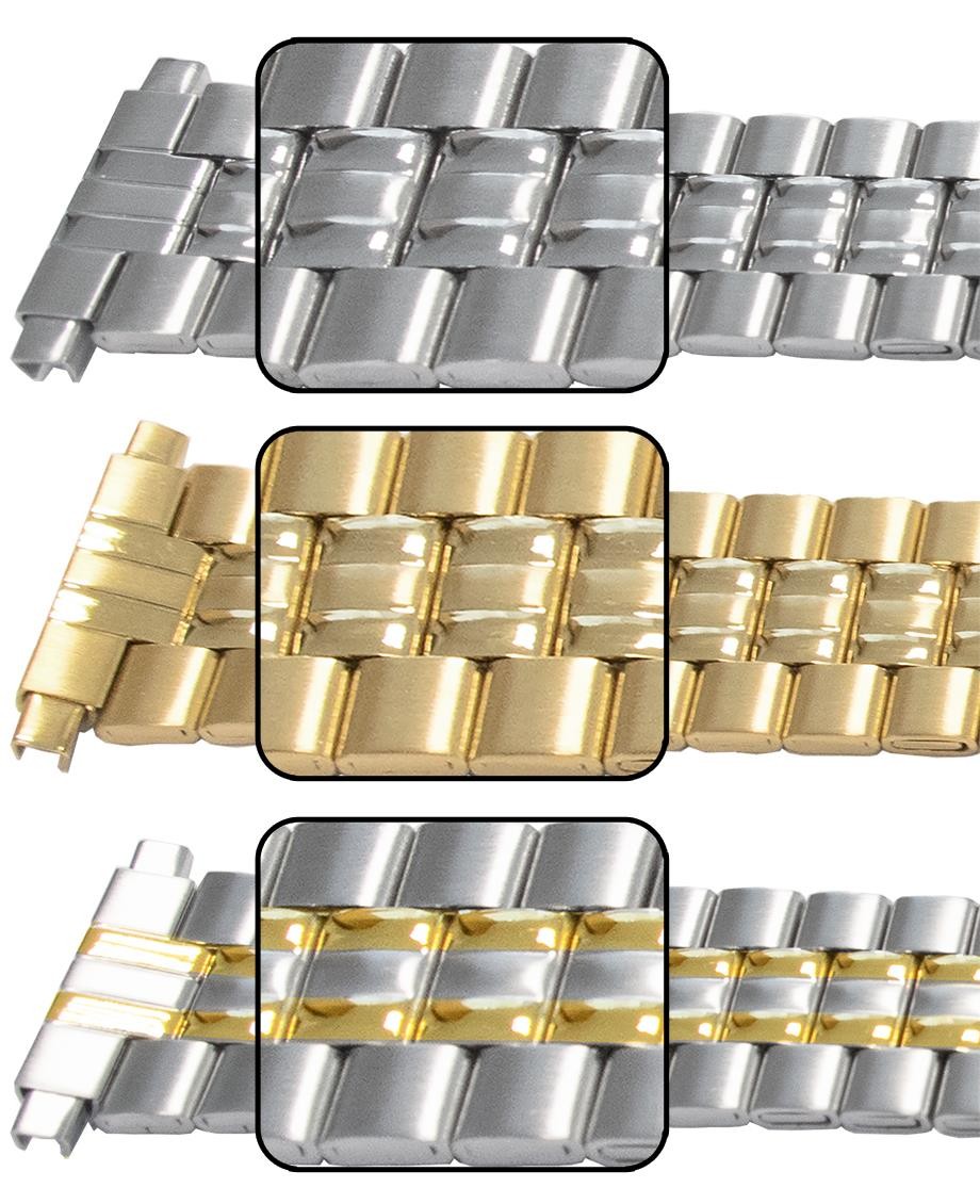 Satin And Mirror Edged Watch Bracelet Strap 16mm to 22mm Link Row Type Quality