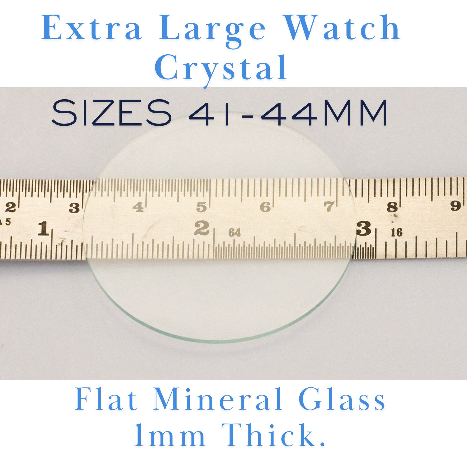 XL Extra Large Watch Mineral Crystal 41mm-44mm Replacement Glass 1mm Thick New
