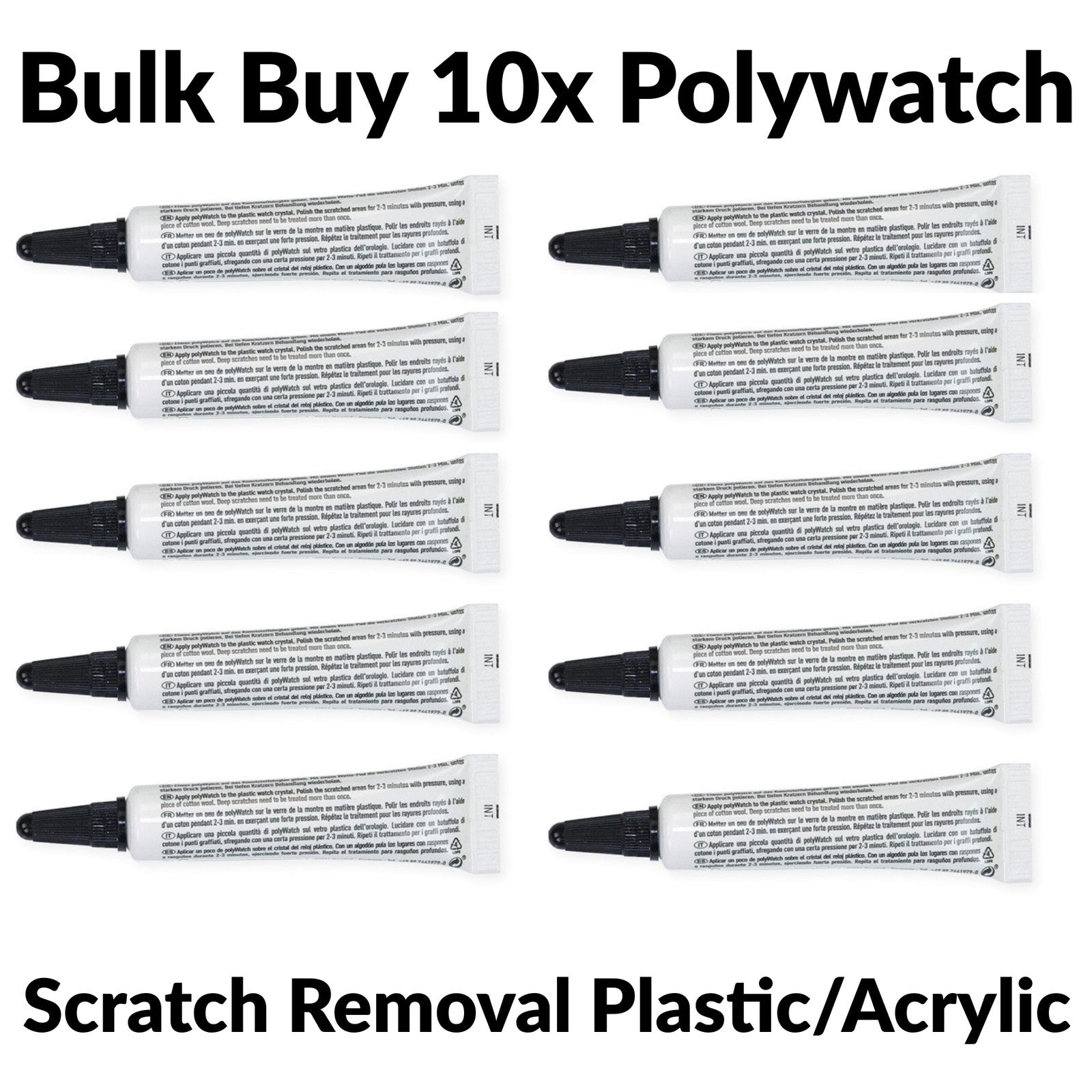 PolyWatch Plastic Polish BULK 10x Pack 5g Acrylic Watch Crystal Scratch Remover