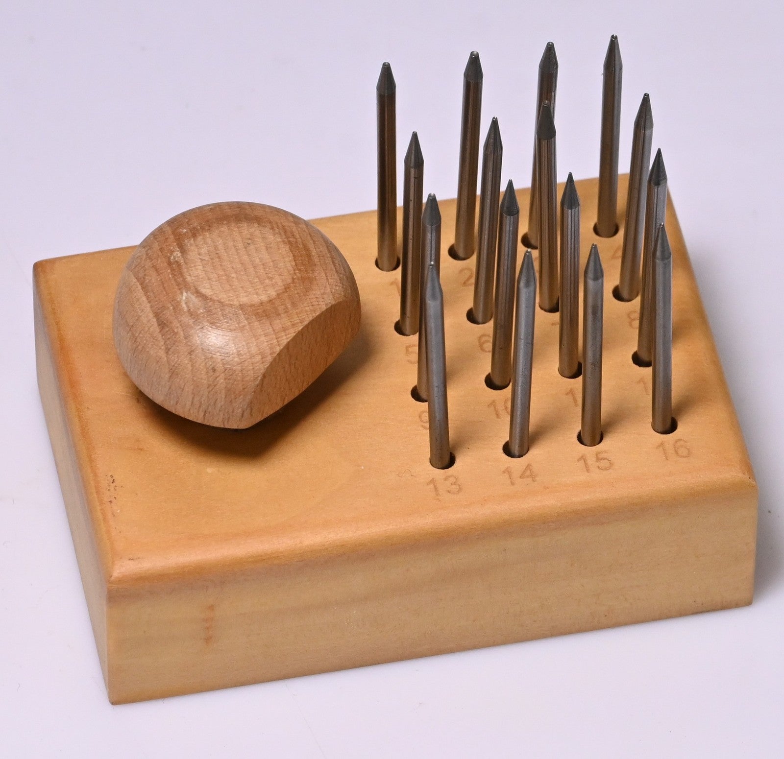 Jewellers Beading Tools 1-16 Diamond Stone Setting Wooden Handle & Stand