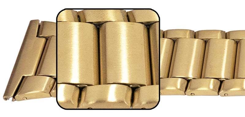 Full Satin Finish Watch Bracelet Strap Spring Loaded Centre Clasp 3 Link Row