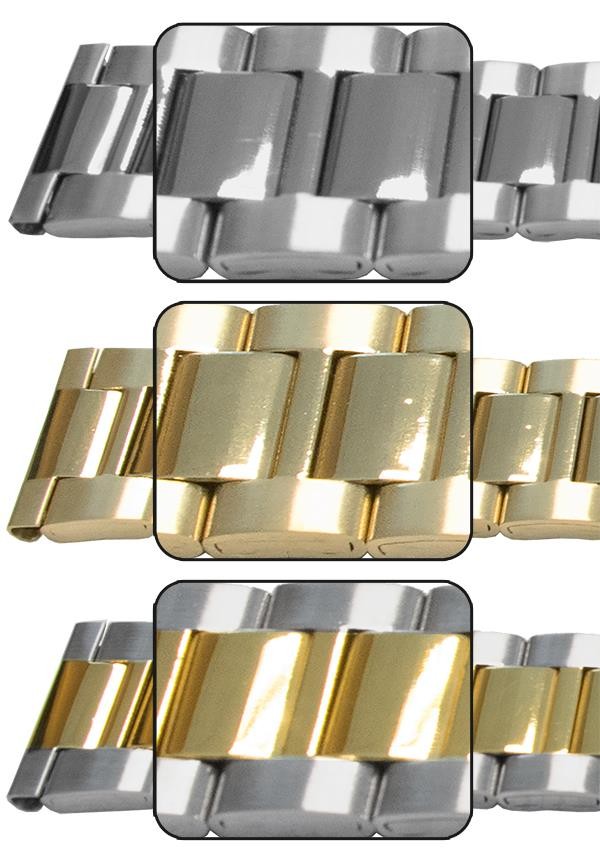 Satin With Mirror Centre Watch Bracelet Strap 18mm-24mm 1 Link Row Type Fold