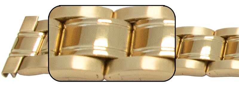 Satin Mirror Centre Bracelet Watch Strap Spring Release Clasp 3 Link Row Quality