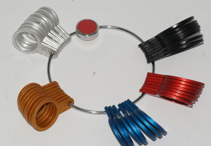 1 - 36 Piece Coloured Aluminium finger ring gauge USA sizes 1-36. Jewllery Tool