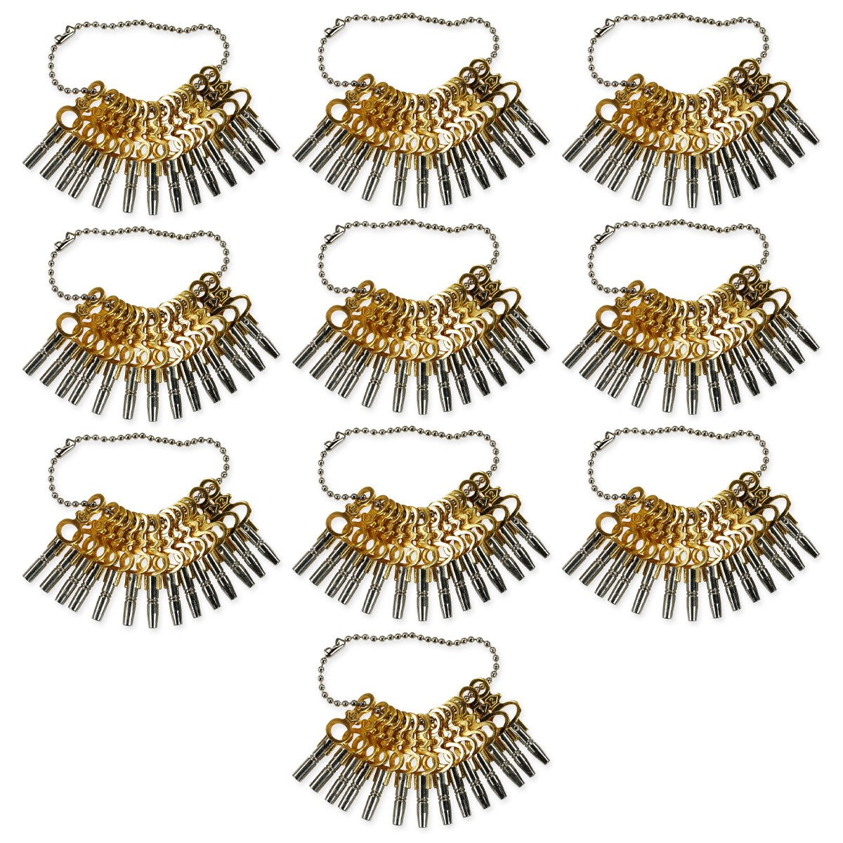10 SETS Of 14x Pocket Watch Keys 00-12 Tools Brass Winder Winding Keys Vintage