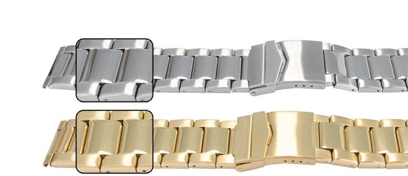 Satin Mirror Watch Strap Centre Fold Clasp 3 Link Row Type Quality Bracelet