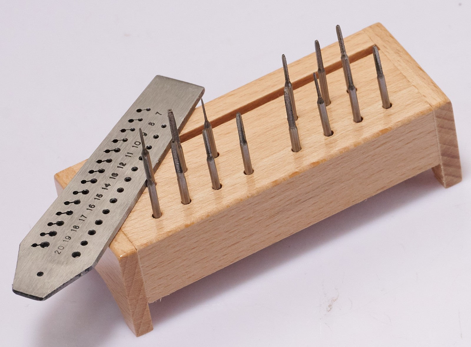 14pc Watchmakers Tap & Die Set 0.7mm–2.0mm Screw Plate & Stand Watch Repair Tool