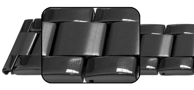 Black Silver Mirror Watch Bracelet Strap Satin Centre 3 Link Row Type Quality