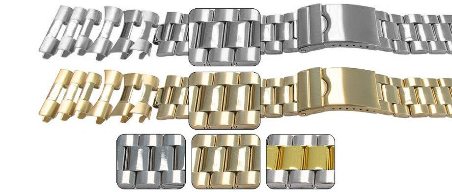 XL Satin Mirror Watch Bracelet 22mm 24mm 26mm Extra Large Rolex President Strap