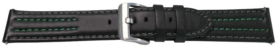 Quality Calf Leather Bracelet Olympic Style Smooth Black Watch Strap Replacement