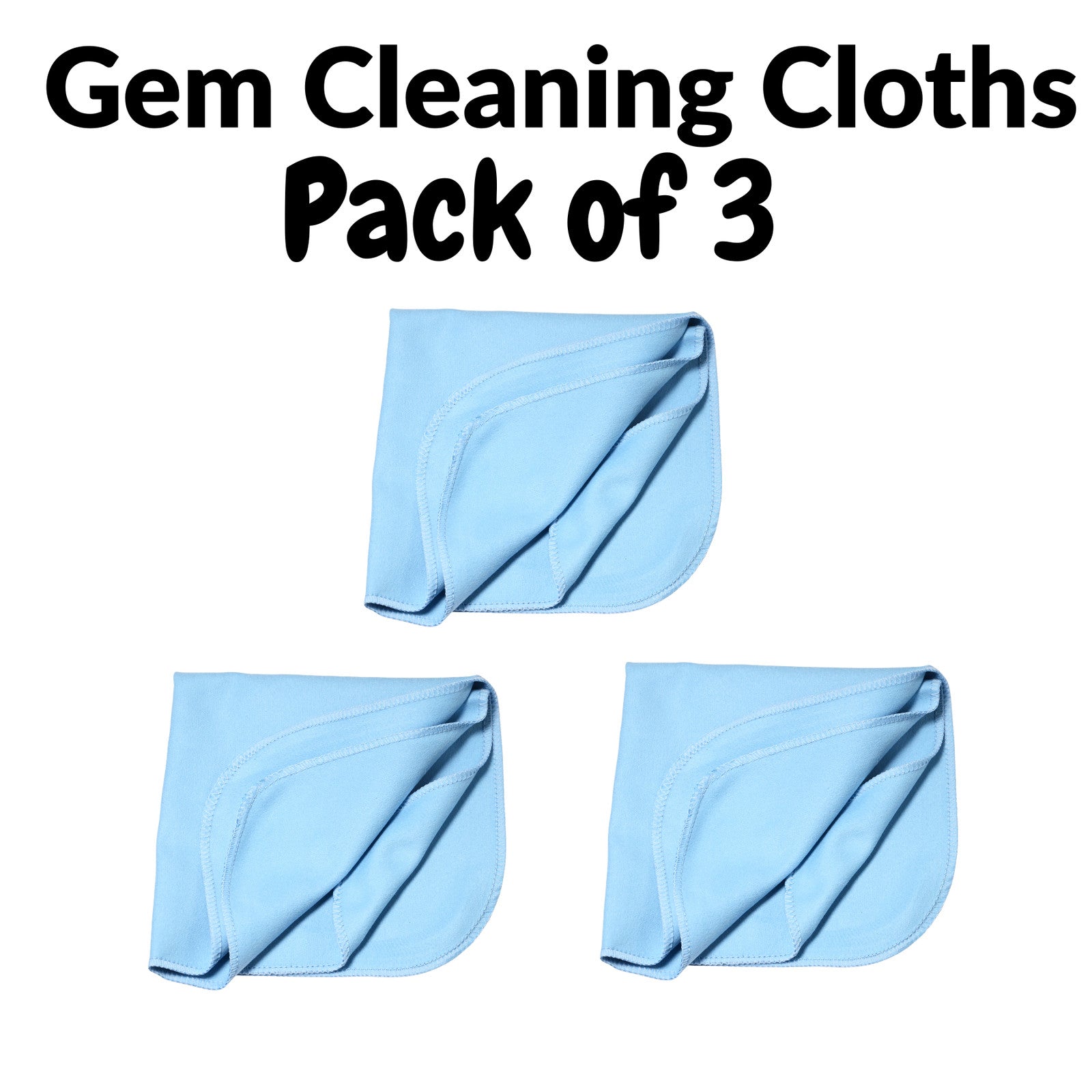 3 Pack Gem Polishing Cloth 10x10 Microfibre Jewellery Silver Watch Cleaning UK