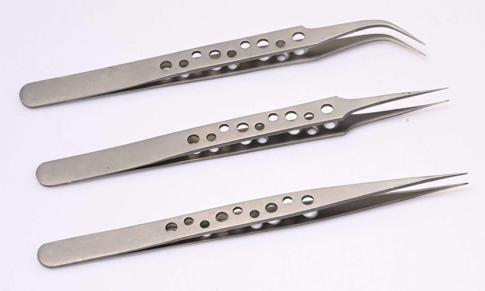 Precision Tweezers Set 3pc 140mm Watchmaker Jewellery Electronics Hobby Craft