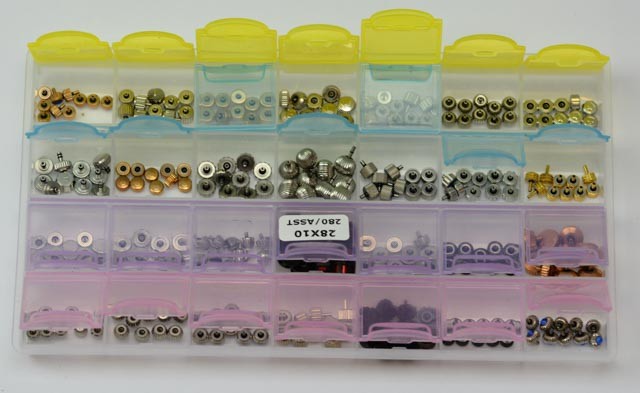 Watch crowns mixed assortment 280 mixed crowns large silver gold PVD spare parts