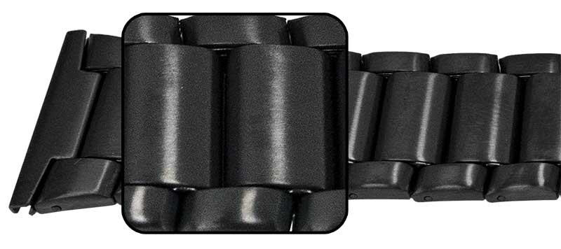 Full Satin Finish Watch Bracelet Strap Spring Loaded Centre Clasp 3 Link Row