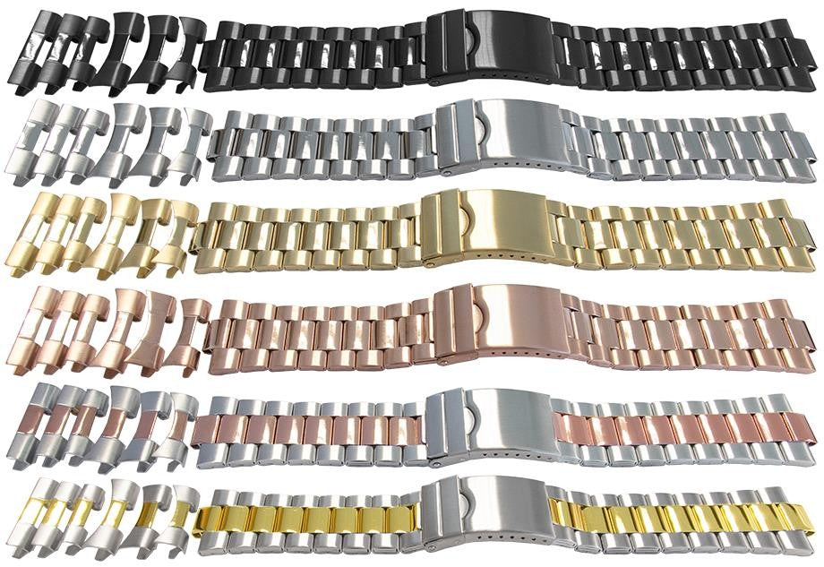 Satin Mirror Watch Bracelet 22mm 24mm 26mm Extra Large Rolex President Strap