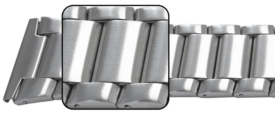 Full Satin Finish Watch Bracelet Strap Spring Loaded Centre Clasp 3 Link Row