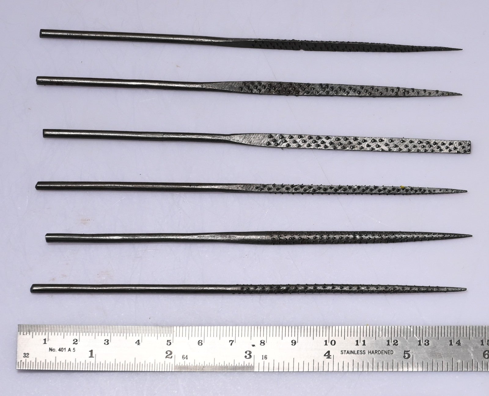 6x Coarse Wax Needle File Set Round Half Round Square Triangle Jewellery Carving