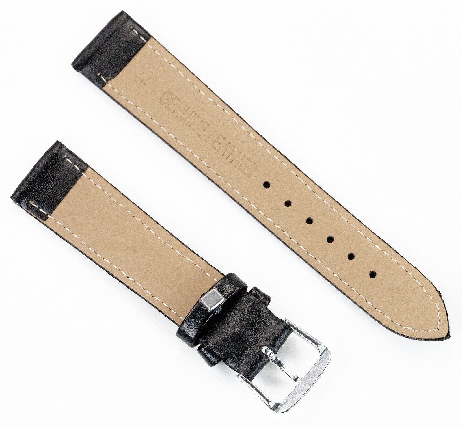 Value Mens Black Genuine Leather Watch Strap Band 18mm 20mm 22mm Replacement New