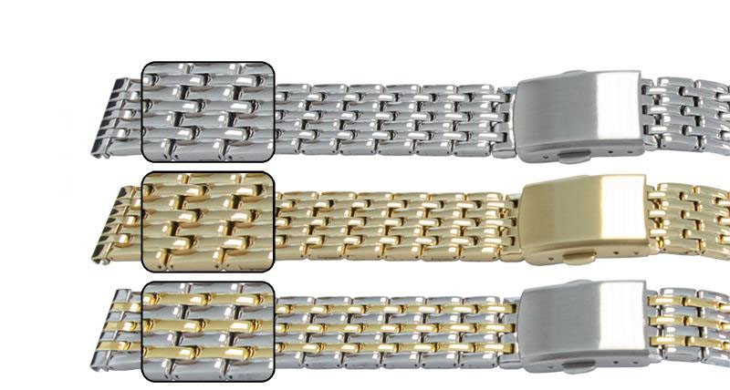 Full Mirror Watch Bracelet Strap Spring Loaded Centre Clasp 7 Link Row Quality