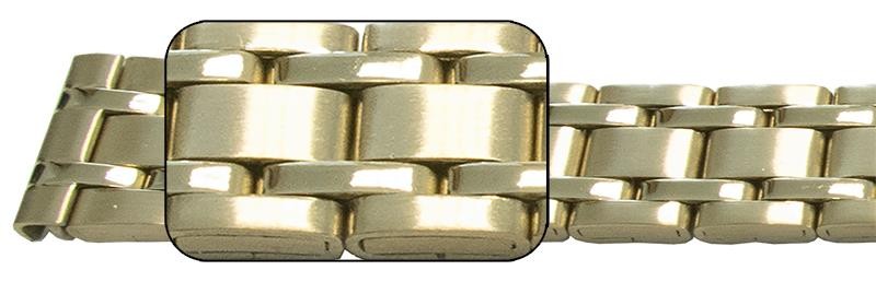 Open Centre Clasp Bracelet Satin And Mirror Watch Strap 10mm-14mm Silver Gold