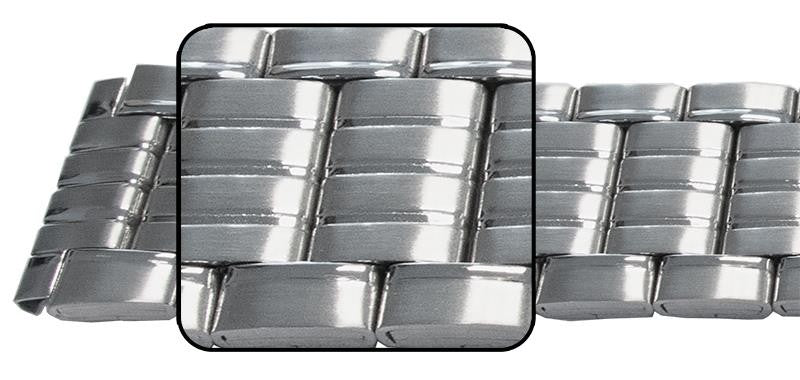Satin With Mirror Edge Lines 3 Link Row Watch Strap Bracelet Spring Loaded Clasp