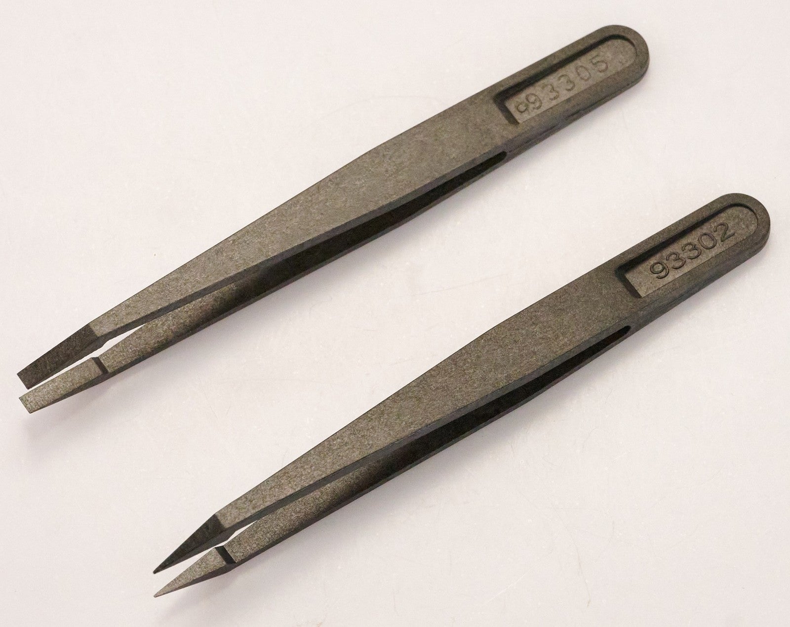 2x Pro Carbon ESD Watch Watchmakers Repairs POINTED & FLAT Tweezers Anti Static