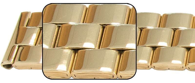 Full Mirror Watch Bracelet Strap Spring Loaded Centre Clasp 3 Link Row Quality