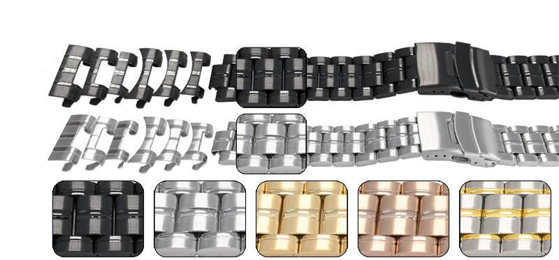 Watch Bracelet Strap Satin Mirror 18mm To 22mm Changeable Ends 3 Link Row Type