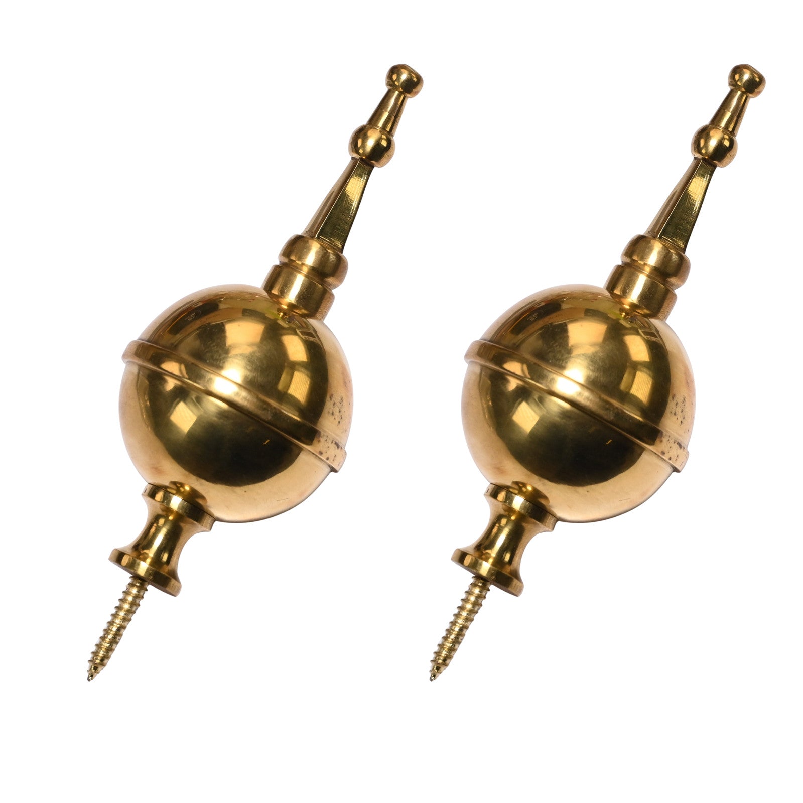 2x Clock Brass Finial Spire Ball Case Ornament Ball Part Watch Tool Screw In