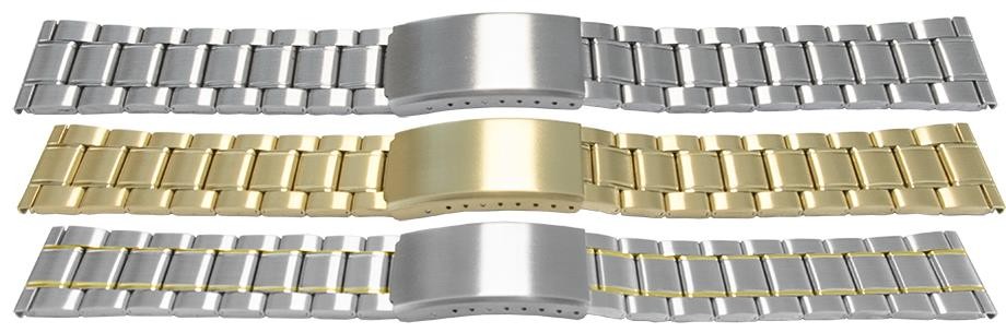 Satin And Mirror Edged Watch Strap Bracelet Centre Fold Safety Clasp 3 Link Row