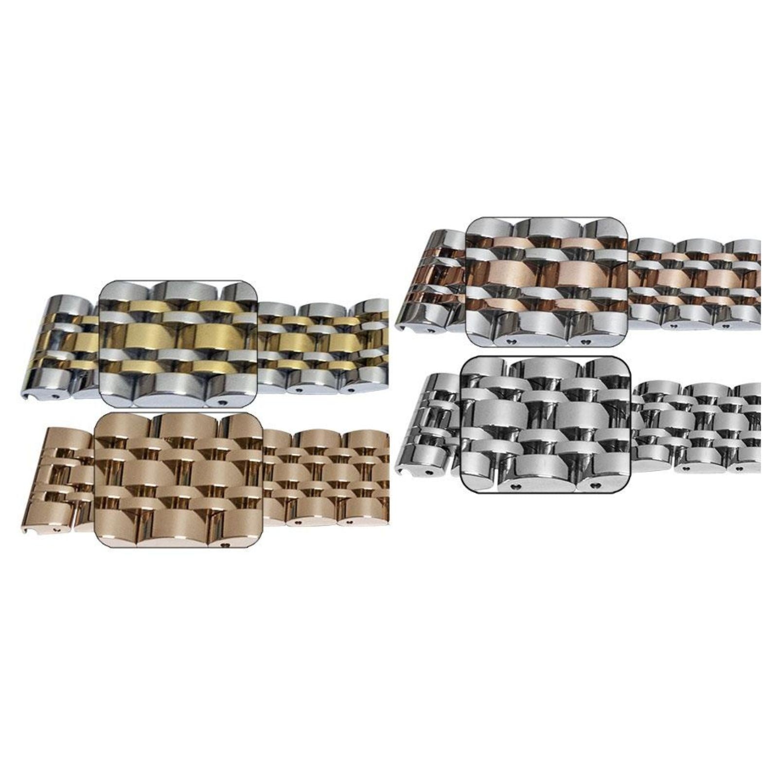 Full Mirror Watch Bracelet Strap 18mm-24mm Straight End 7 Link Row Type Quality