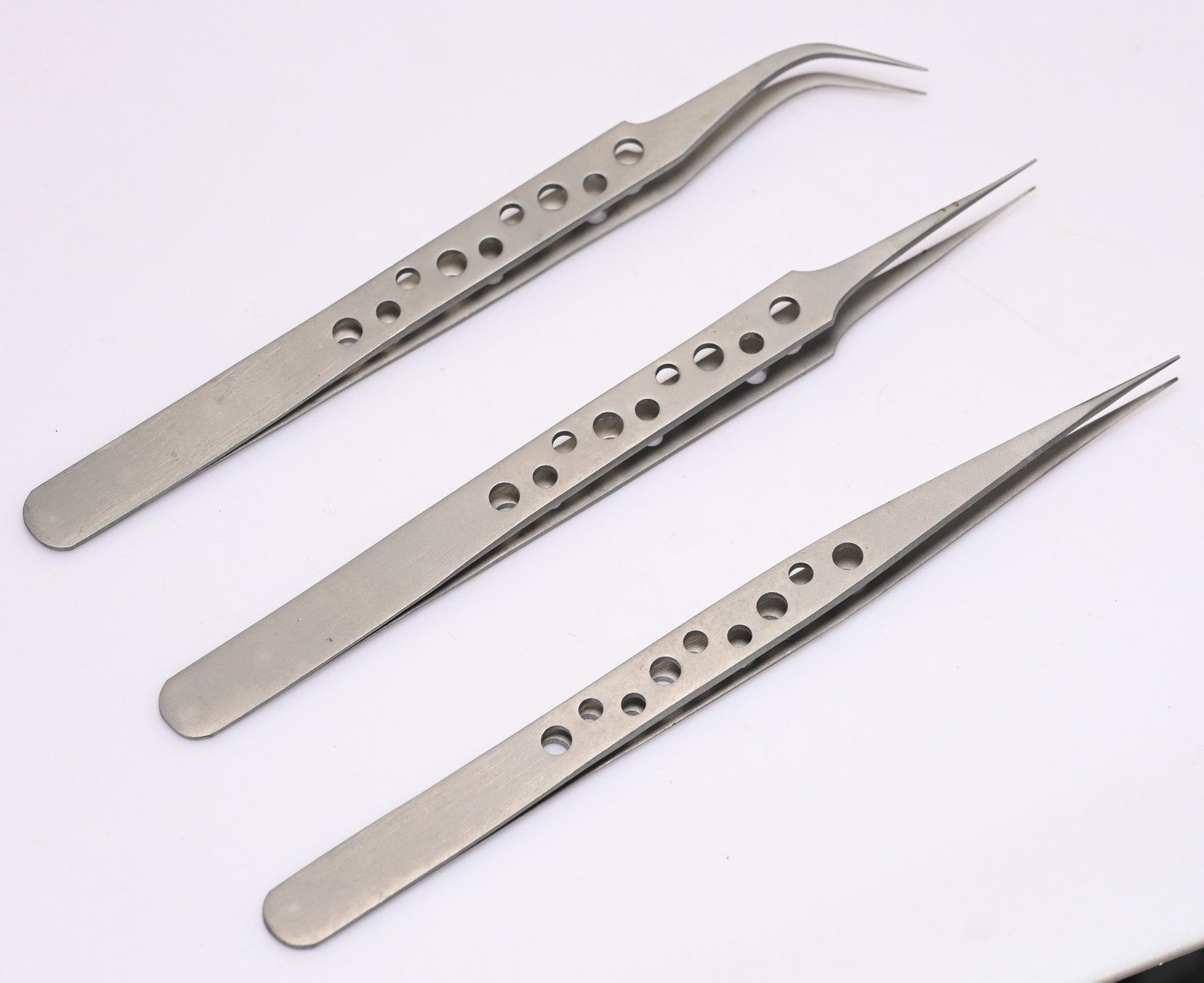 Precision Tweezers Set 3pc 140mm Watchmaker Jewellery Electronics Hobby Craft