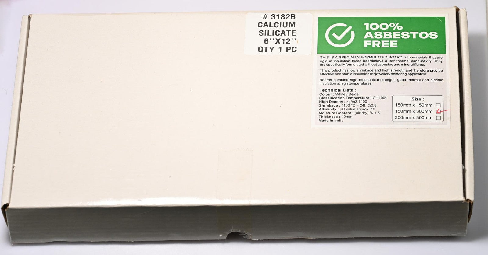 Jewellery Soldering Board 150x300mm 6x12 Inch Calcium Silicate Asbestos Free UK