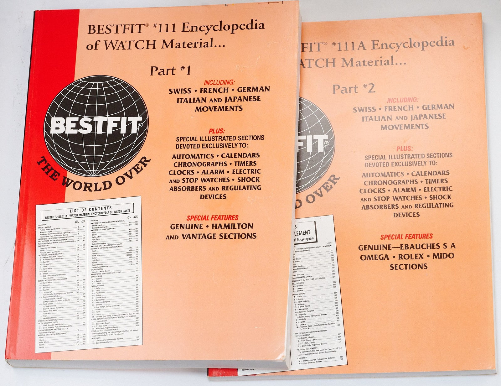Bestfit Guides 111 & 111A Vintage Watch Parts Reference Watchmakers Encyclopedia