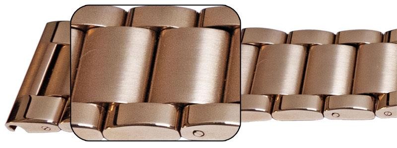 Mirror And Satin Watch Bracelet Centre Fold Sprung Release Strap 3 Row Link Type