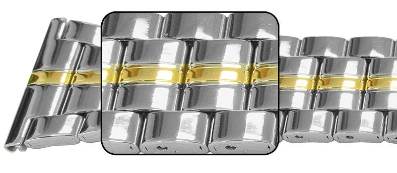 Full Mirror Finish Spring Loaded Centre Clasp Watch Bracelet Strap 3 Link Row