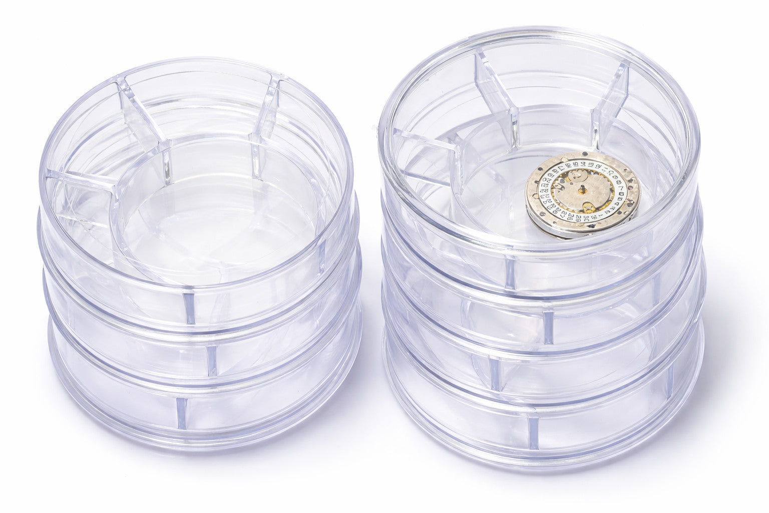 Watch Parts Movement Containers Set 6 with Lids Clear Tray Watchmaker Storage