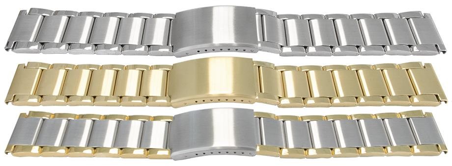 Bracelet Watch Strap Quality Mirror Satin 3 Link Row Centre Fold Safety Clasp