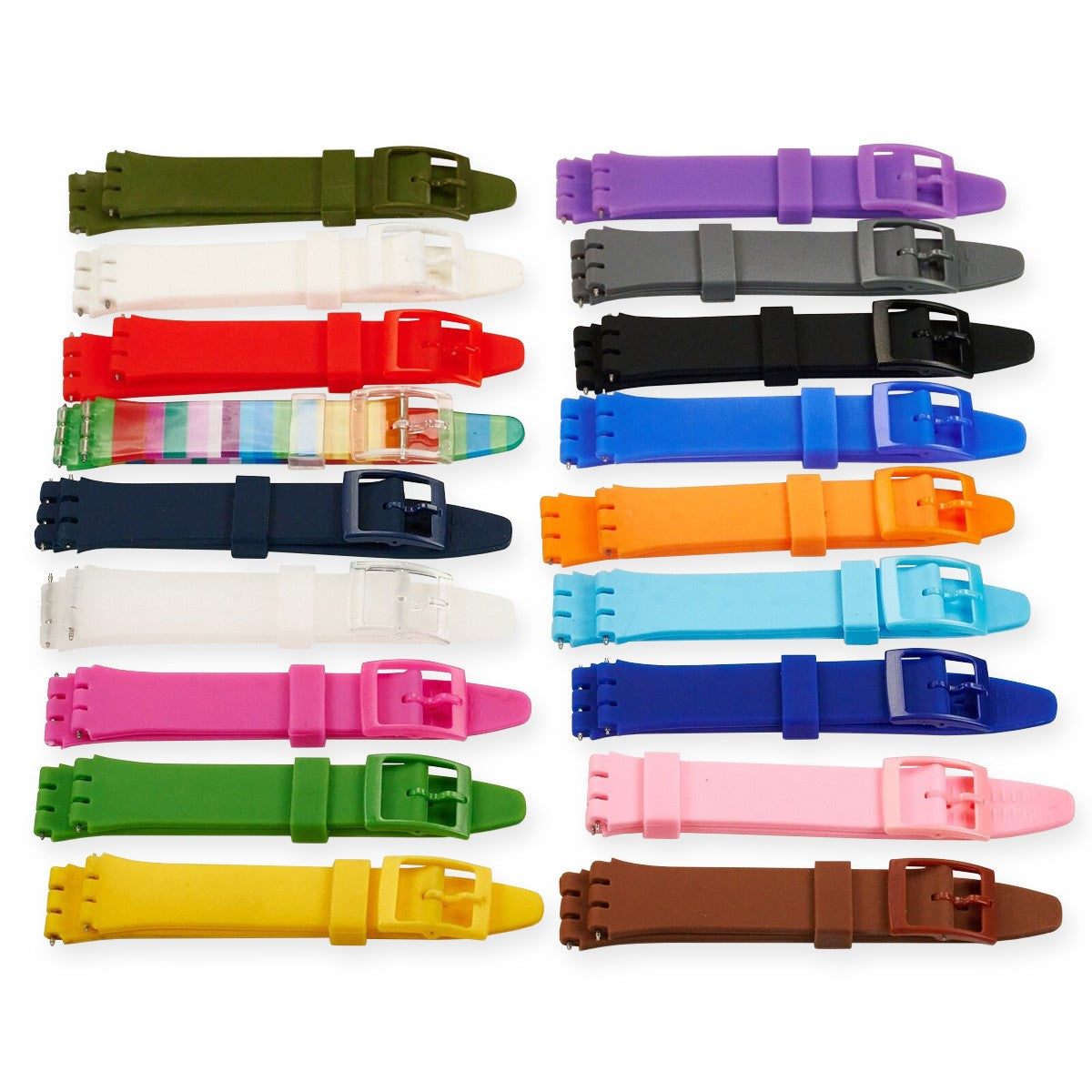 17mm Silicone Rubber Swatch Watch Strap Soft Band Replacement 18 COLOURS New