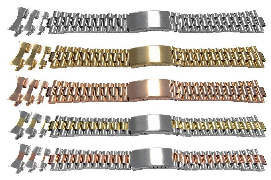 Watch Bracelet Curved Replacement Strap For Rolex President Style Satin Mirror