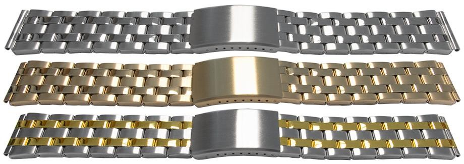 Satin Mirror Watch Bracelet Strap Centre Fold Safety Clasp 5 Link Row Quality