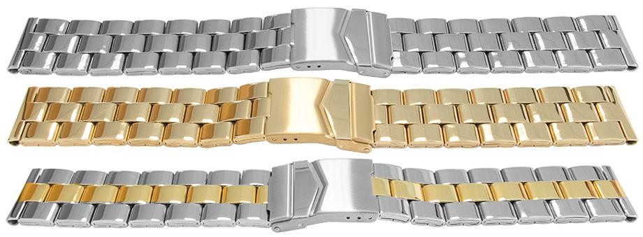 Full Mirror Watch Bracelet Strap Spring Loaded Centre Clasp 3 Link Row Quality