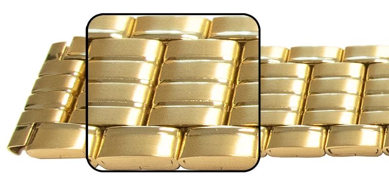 Satin With Mirror Edge Lines 3 Link Row Watch Strap Bracelet Spring Loaded Clasp